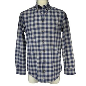 CHARLES TYRWHITT Thick Cotton Extra Slim Fit Non-Iron Blue Gray Check Shirt  M